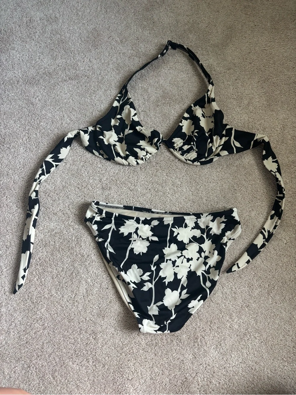 Victoria’s Secret Black & Cream Floral Bikini Set